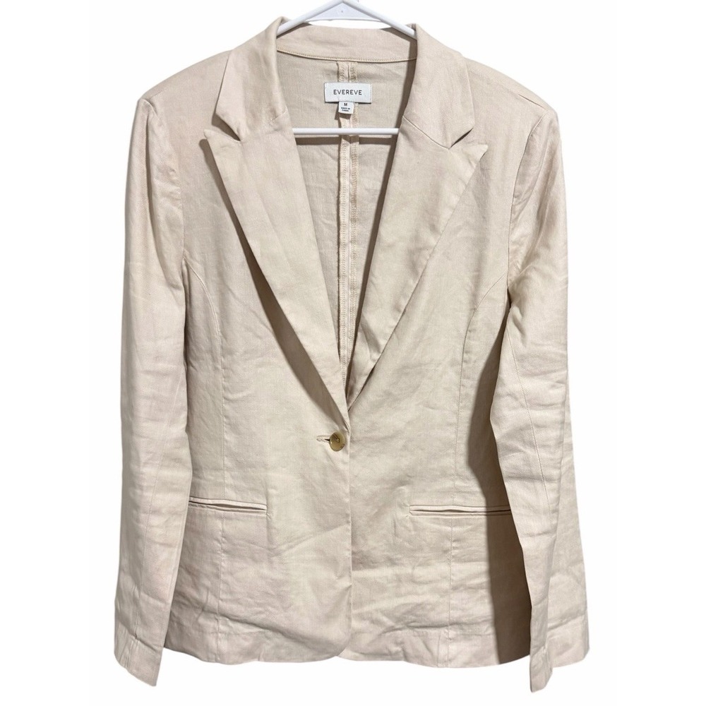 Evereve Brick Lane Linen Blazer Beige Women's Size Medium